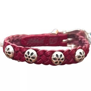 Braided Red Bracelet with Silver Accents